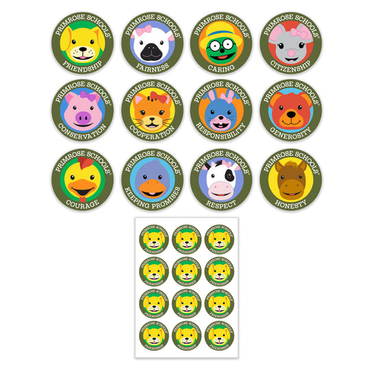 CHARACTER 1.5" STICKERS,  12 SHEETS