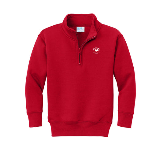 RED YOUTH 1/4 ZIP UNIFORM PULLOVER