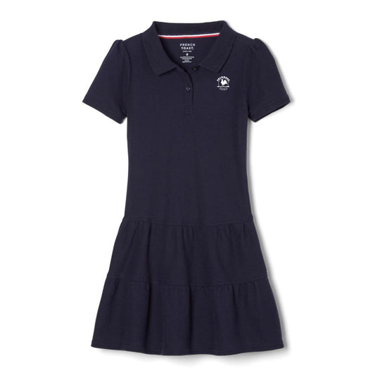 NAVY S/S PIQUE YOUTH UNIFORM POLO DRESS