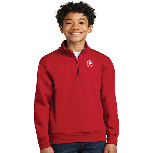 RED YOUTH 1/4 ZIP SWEATSHIRT