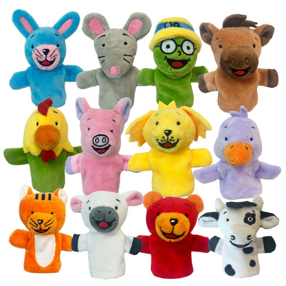 PLUSH FINGER PUPPET 12 PIECE SET W/BAG